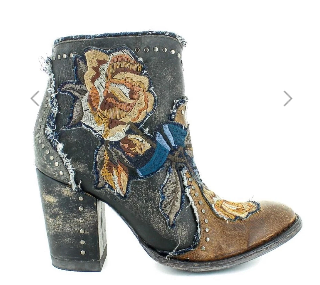 Old Gringo Carla Floral Bootie - Denim Blue 4 Old Gringo Carla Floral Bootie - Denim Blue - Image 2