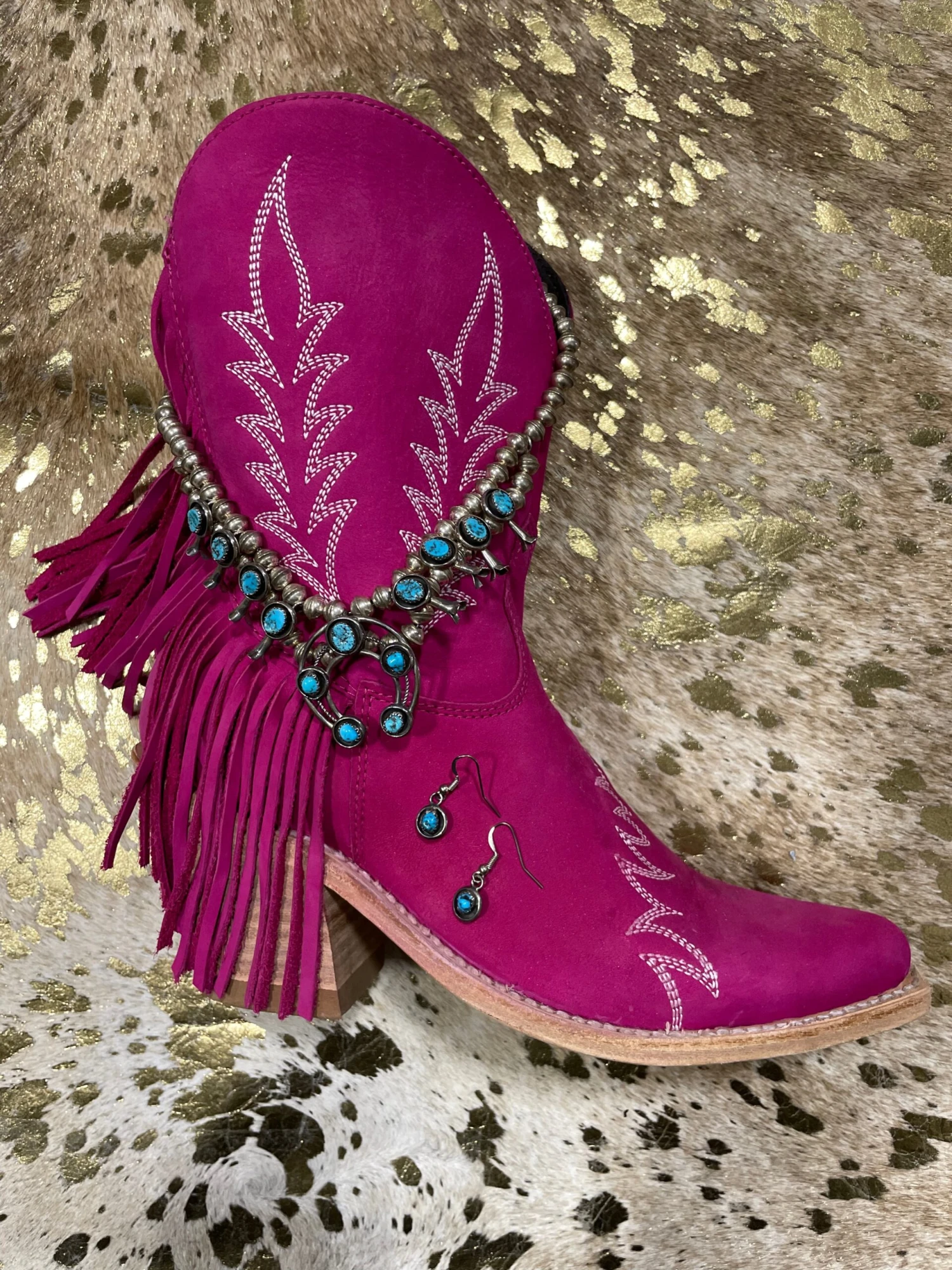 Turquoise Mini Squash Necklace And Earring Set 3 Turquoise Mini Squash Necklace And Earring Set