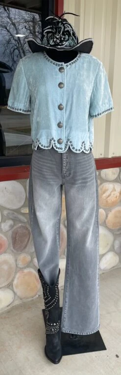 Santa Fe Velvet Short Shirt- Double D -Western Fashion Clothing IMG 3392