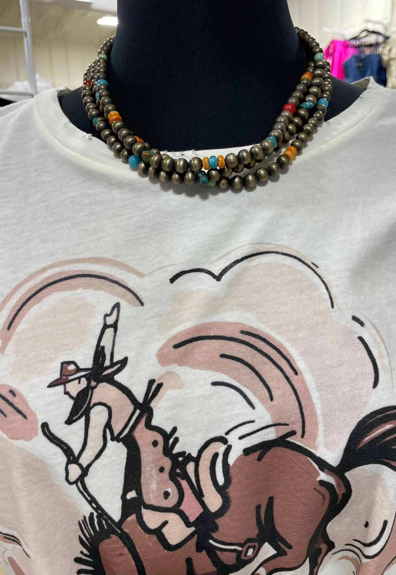 Turquoise And Navajo Pearls Necklace 3 Turquoise And Navajo Pearls Necklace