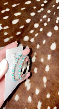 Circle Stone Turq Earrings