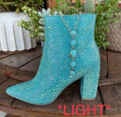 Betsey Johnson SB Cady Rhinestone World Bootie Turquoise -Western Fashion Clothing image 07353f57 d3fa 4791 9f42 cb7dcbf5fa7a