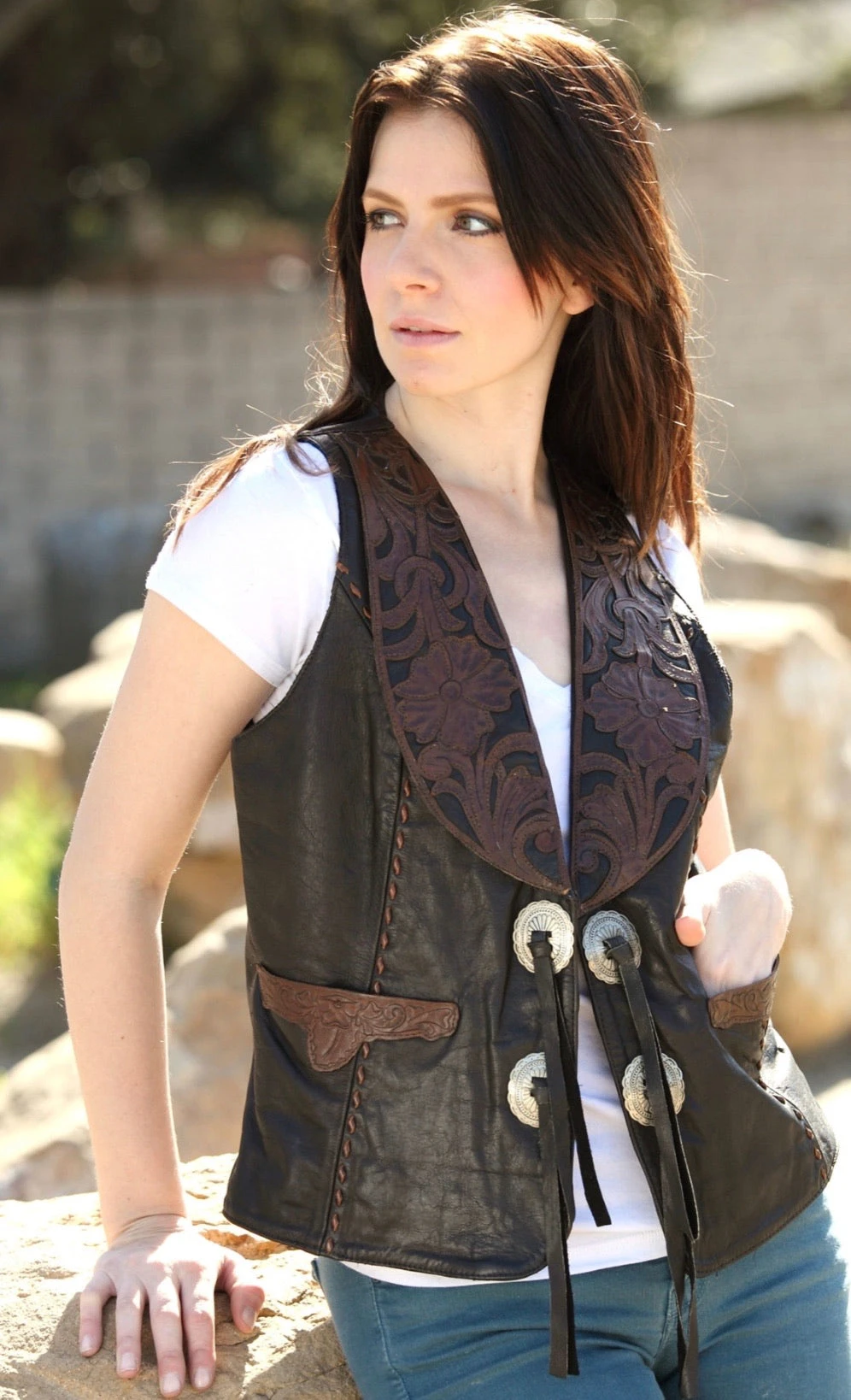 Wild Wild West Tooled Vest 3 Wild Wild West Tooled Vest