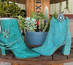 Betsey Johnson SB Cady Rhinestone World Bootie Turquoise